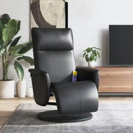 Detailed information about the product Massage Recliner Chair with Footrest Black Faux Leather