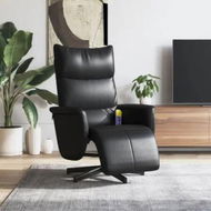 Detailed information about the product Massage Recliner Chair with Footrest Black Faux Leather