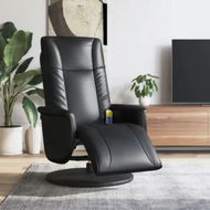 Detailed information about the product Massage Recliner Chair with Footrest Black Faux Leather