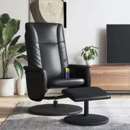 Detailed information about the product Massage Recliner Chair with Footstool Black Faux Leather