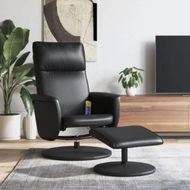 Detailed information about the product Massage Recliner Chair with Footstool Black Faux Leather