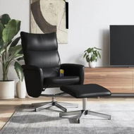 Detailed information about the product Massage Recliner Chair with Footstool Black Faux Leather