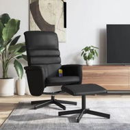 Detailed information about the product Massage Recliner Chair with Footstool Black Faux Leather