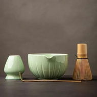 Detailed information about the product Matcha Set,Match Bowl with Spout and Whisk,15 OZ,Matcha Scoop,Matcha Whisk Stand (Chasen Holder) - 4pc Perfect Matcha Kit for Matcha Tea Ceremony (Green)