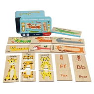 Detailed information about the product Matching Animal With English Pictures Childrens Large Block Matching Tin Box Puzzle Visualized Knowledge for Boy Girl Ages 3+