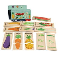 Detailed information about the product Matching Fruits And Vegetables With English Pictures Childrens Large Block Matching Tin Box Puzzle Visualized Knowledge for Boy Girl Ages 3+