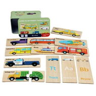 Detailed information about the product Matching Transportation With English Pictures Childrens Large Block Matching Tin Box Puzzle Visualized Knowledge for Boy Girl Ages 3+