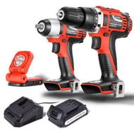 Detailed information about the product Matrix Power Tools 20V Cordless Brushed Drill + Impact Wrench + Work Light Combo Kit