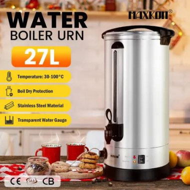 Maxkon 27L Water Dispenser Urn Instant Hot Cold Coffee Maker Tea Kettle Machine Commercial Home Stainless Steel with Tap