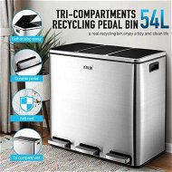 Detailed information about the product Maxkon 54L Pedal Recycling Bin Kitchen Rubbish Bin Waste Garbage Trash Bin Can With Three Compartments Silver