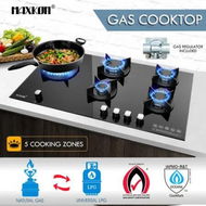 Detailed information about the product Maxkon 87cm Gas Cooktop 5 Burner Stove Cooker Cook Top Stovetop Kitchen Home Hob LPG NG Glass Surface Metal Knobs Black