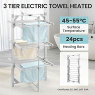 Detailed information about the product Maxkon Electric Airer 3 Tier Heated Clothes Dryer Laundry Drying Rack Heater Towel Rail Stand Foldable 220W