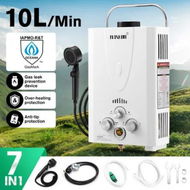 Detailed information about the product Maxkon Gas Water Heater 7 in 1 10L Outdoor Portable Camping Shower Instant Hot Heating System White