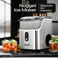 Detailed information about the product Maxkon Nugget Ice Maker Countertop Portable Compact Pebble Pellet Machine Crusher 15kg for Home Kitchen Office with Handle Silver