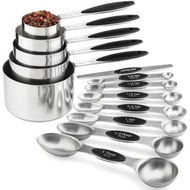Detailed information about the product Measuring Cups and Spoons set of 17 Stainless Steel Measuring Cups Double Sided Magnetic Spoons Color Black