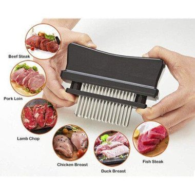 Meat Tenderizer Tool 48 Blades Stainless Steel Transforms Hard Meat Cuts Into Expensive Buttery Goodness