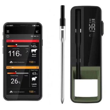 Meat Thermometer for Oven, Rechargeable Meat Thermometer Digital with Smart App for Grilling, Smoking, BBQ, Rotisserie