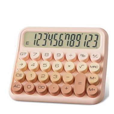 Mechanical Calculator 12 Digit Extra Large 5 Inch LCD Display, Battery Desk Calculator, Big Buttons for Kids Calculator