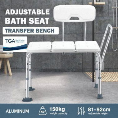 Medical Tub Transfer Bench Adjustable Shower Bath Seat Stool With Armrest And Back