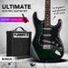 Melodic 39 Inch Electric Guitar With Bonus Amplifier Beginner Full Size Black And Green. Available at Crazy Sales for $189.96