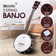 Detailed information about the product Melodic 5 String Banjo Beginner Banjo Music Instrument w/ String Picks 20 Frets 12 Brackets
