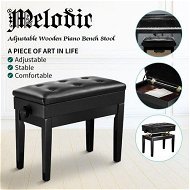Detailed information about the product Melodic Adjustable Wood Keyboard Piano Bench Stool With Built-in Storage Black
