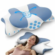 Detailed information about the product Memory Foam Cervical Pillow for Neck, Ergonomic Memory Foam Pillow for Side, Back, and Stomach Sleepers with Pillowcase