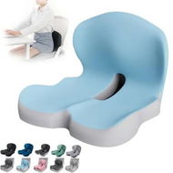 Detailed information about the product Memory Foam Integrated Seat Cushions, Back and Seat Cushion, Ergonomic Pad Pillow for Lower Back Tailbone Protection Lumbar Support (Blue)