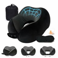 Detailed information about the product Memory Foam Travel Neck Pillow Adjustable Flight Pillow Portable Plane Accessories with Eye Mask,Earplugs,Carry Bag(Blue)