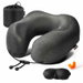 Memory Foam Travel Neck Pillow Kit, 3-in-1 Set with 3D Eye Mask & Earplugs, Curved Neck Chin Support, Adjustable Lock Rope for Airplane Car Train Travel. Available at Crazy Sales for $19.99