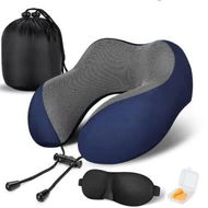 Detailed information about the product Memory Foam Travel Neck Support Rest Pillow Eye Mask Noise Isolating Ear Plugs Portable Combo