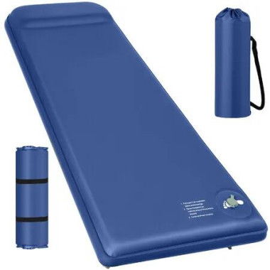 Memory Sleeping Pad,3.1In Ultra-Thick Foam Sleeping Mats,Easy Inflate&Deflate,9.5 R-Value Insulated Camping Mattress Pad with Pillow,Blue