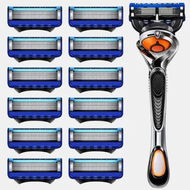 Detailed information about the product Men 5 Blade Razor Lubrication Precision Beard Trimmer Handle 12 Cartridges Shaving Grooming Sensitive Skin Grooming Accessory