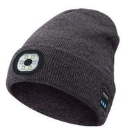 Detailed information about the product Mens Beanie With Bluetooth And LED 2-in-1 Rechargeable Winter Beanie V5.0 Bluetooth Hat - Dark Grey.