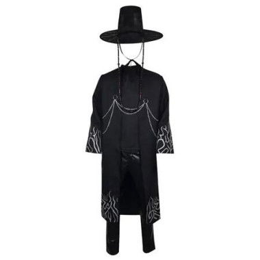 Mens Boys Kpops Jinu Costume Black Sajaboy Jinu Cosplay Costumes Coat Shirt Pant Belt Hat Outfits Halloween Suit Size : XLarge