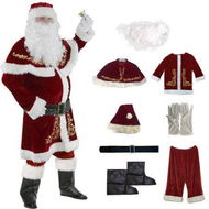 Detailed information about the product Men's Deluxe Santa Suit 12PCS Christmas Adult Santa Claus Costume XL