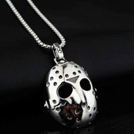 Detailed information about the product Mens Stainless Steel Jasons Mask Hollow Openwork Pendant Necklace 24 Inch Keel Link Chain