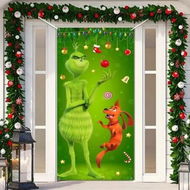 Detailed information about the product Merry Christmas Door Cover Christmas Green Elf Decoration Winter Holiday Birthday Party Backdrop Door Hanging Banner