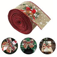 Detailed information about the product Merry Christmas Jingle Bell Burlap Wired Christmas Ribbon for Christmas Tree Decor 455*6CM Household Christmas Decoration