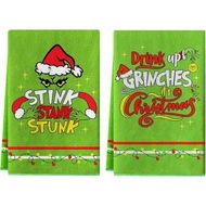 Detailed information about the product Merry Christmas Kitchen Dish Towel Set of 2, Grinch Christmas Hand Drying Baking Cooking Cloth, Winter Holiday Xmas Decor Home Decorations