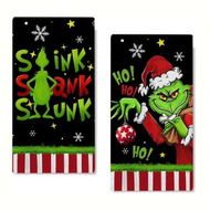 Detailed information about the product Merry Christmas Kitchen Dish Towel Set of 2, Grinch Christmas Hand Drying Baking Cooking Cloth, Winter Holiday Xmas Decor Home Decorations