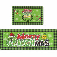 Detailed information about the product Merry Christmas Kitchen Rugs Kitchen Mat Set of 2, Xmas Red & Green Kitchen Decoration for Floor Washable Runner Rug for Sink, Laundry Room-40*60+40*110cm