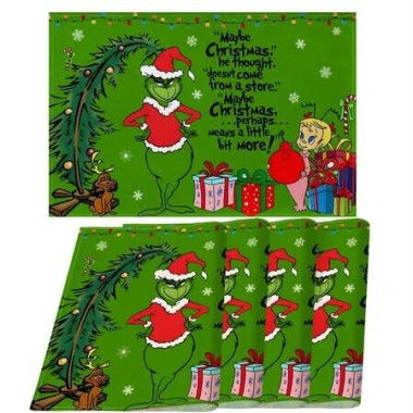 Merry Christmas Placemats Set of 4 Xmas Green Elf Winter Holiday Party Place Mats for Home Kitchen Dining Table