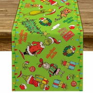 Detailed information about the product Merry Christmas Table Runner Christmas Xmas Winter Holiday Season Party Decorations Kitchen Fireplace Dining Room Home Decor (Green, 33 x 183 cm)