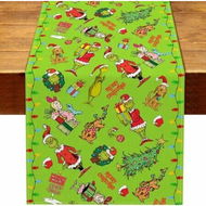 Detailed information about the product Merry Christmas Table Runner Christmas Xmas Winter Holiday Season Party Decorations Kitchen Fireplace Dining Room Home Decor (Green, 33 x 233 cm)