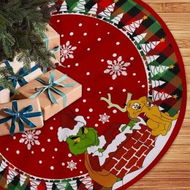 Detailed information about the product Merry Christmas Tree Skirt Collar 122cm Soft Farmhouse Holiday Decoration (Grinch)