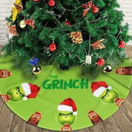 Detailed information about the product Merry Christmas Tree Skirt Collar 122cm Soft Farmhouse Holiday Decoration (Grinch)