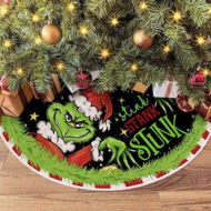 Detailed information about the product Merry Christmas Tree Skirt Collar 48 Inch Green Soft Farmhouse Xmas Holiday Decoration (Grinch)
