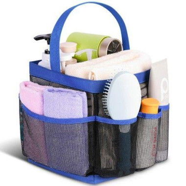 Mesh Shower Caddy Portable For College Dorm Room Essentials Portable Shower Caddy Dorm With 8-Pocket Large Capacity Shower Bag For Beach Swimming Gym (Blue)