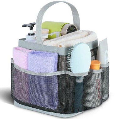 Mesh Shower Caddy Portable For College Dorm Room Essentials Portable Shower Caddy Dorm With 8-Pocket Large Capacity Shower Bag For Beach Swimming Gym (Grey)